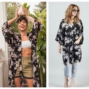 Spiritual Gangster Maya Black Floral Cardigan OS
